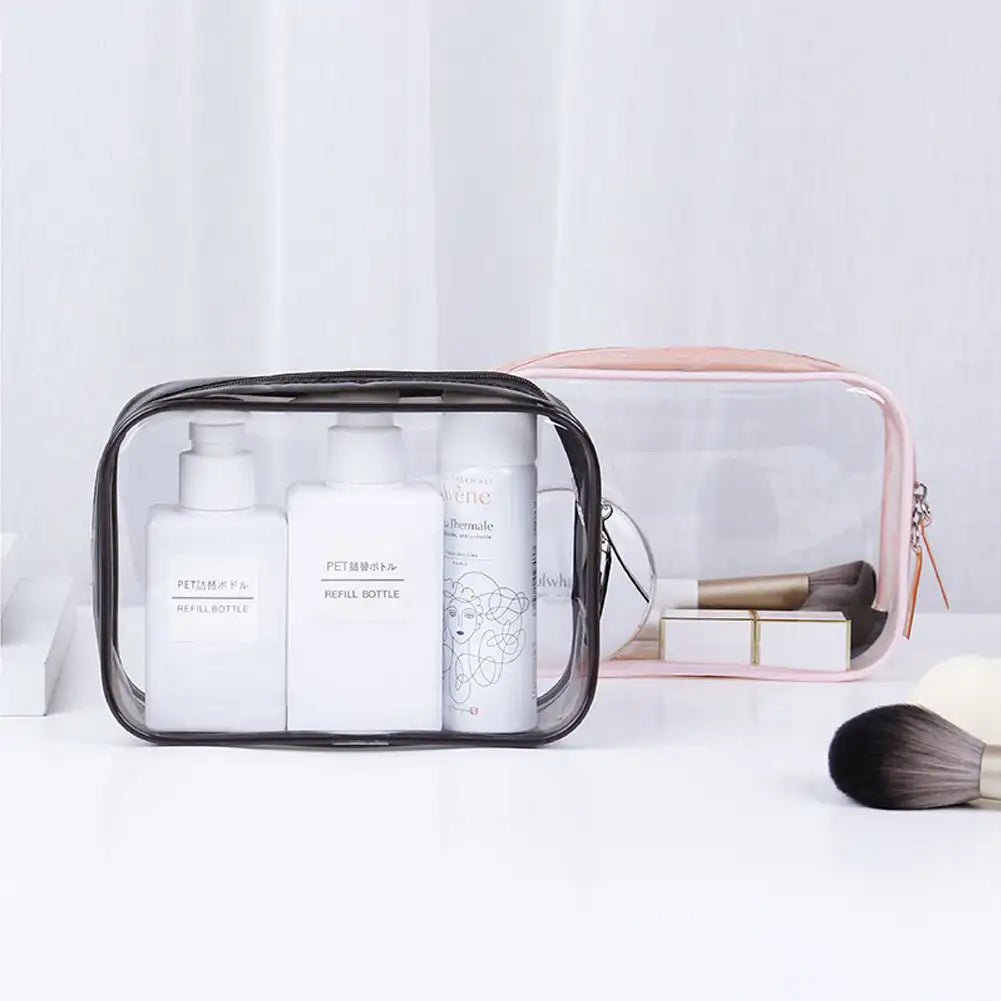 Transparent PVC Cosmetic Bag — Waterproof Travel Makeup Pouch