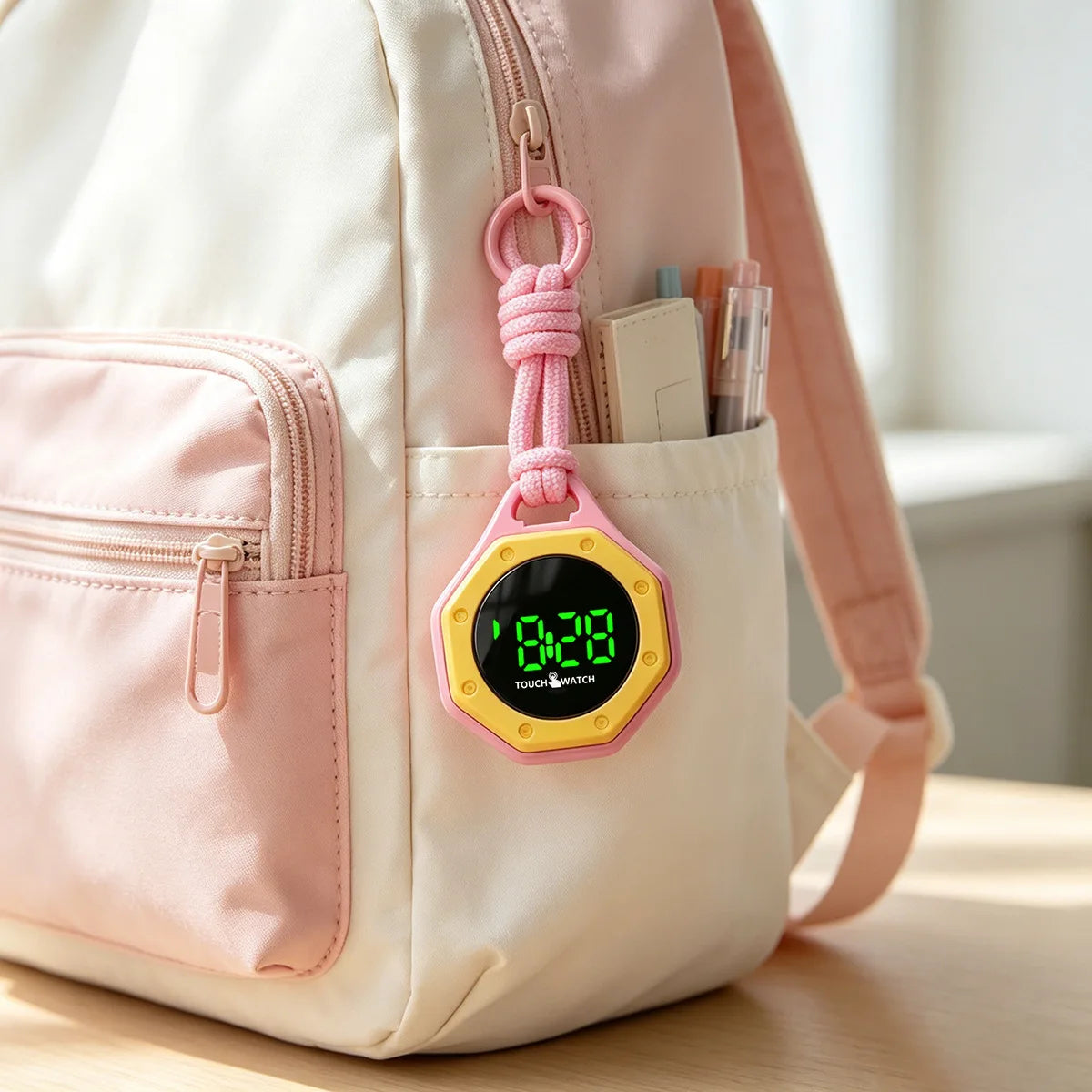 Portable Digital Pocket Watch — Silent Design with Night Light Display