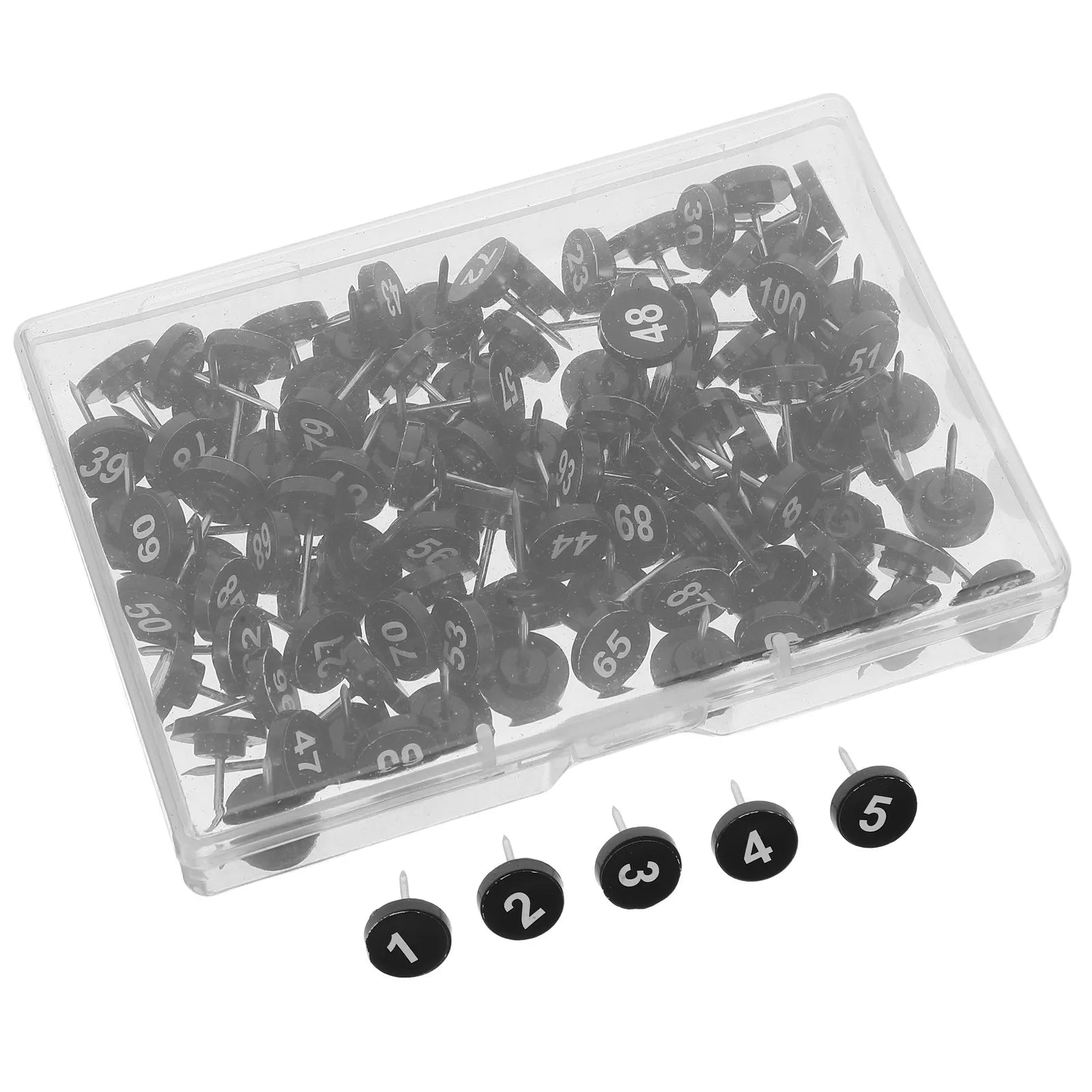 Numbered Round Flat Push Pins — 100 Piece Set for Organization & Mapping