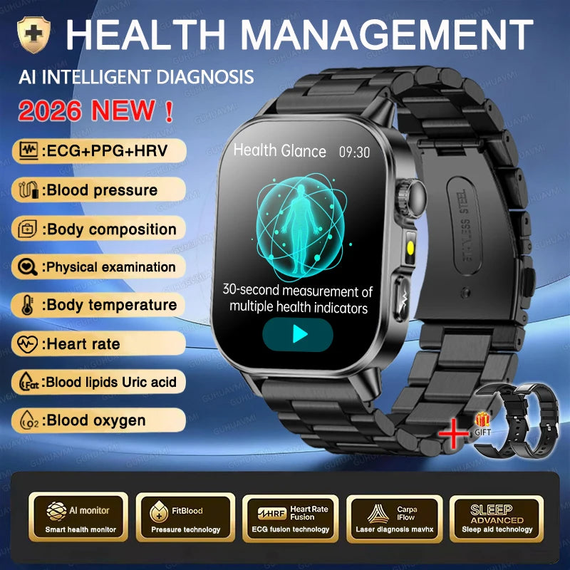 GUHUAVMI ECG Smart Watch — Advanced Health Monitoring & Bluetooth Call