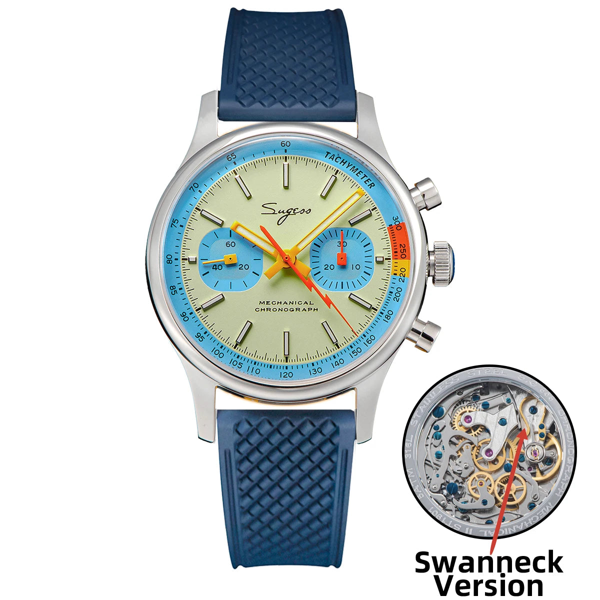 SUGESS Pilot Chronograph Watch — Mechanical Seagull Movement & Sapphire Crystal