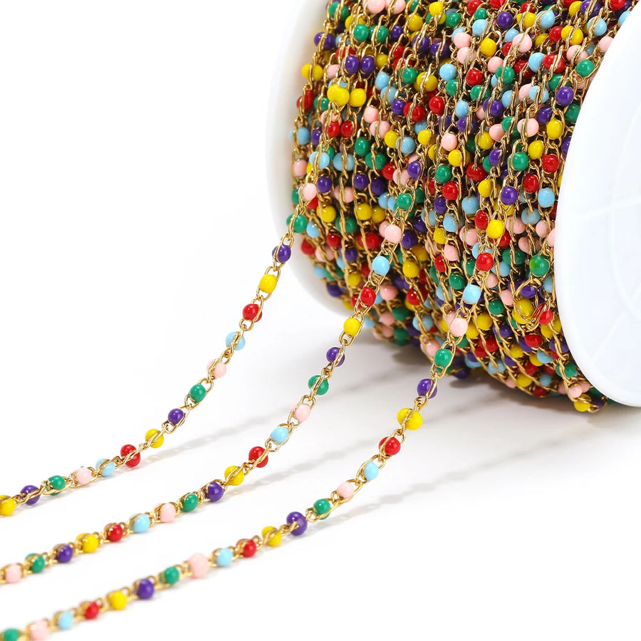 Semitree Enamel Twisted Bead Chain — 1 Meter Stainless Steel Jewelry Wire
