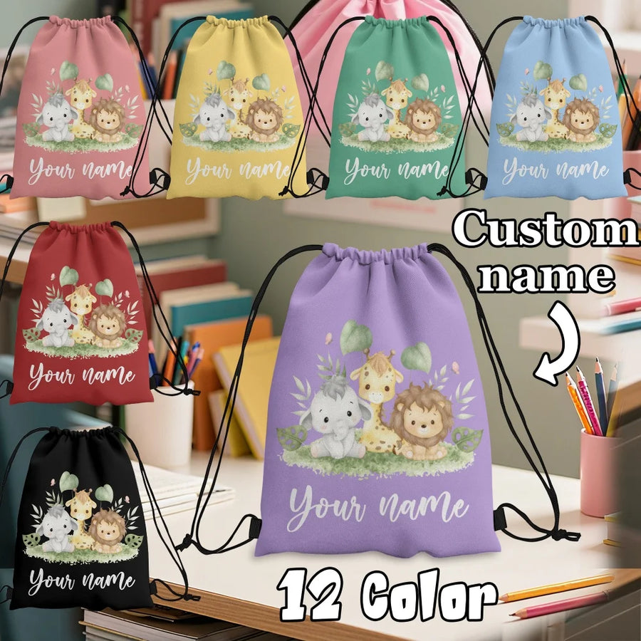 Animal Print Drawstring Bag — Versatile Lightweight Storage Pouch
