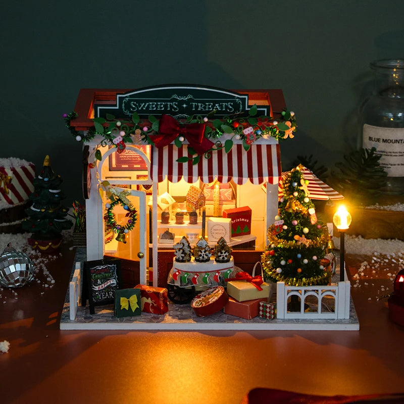 zuuton DIY Miniature Dollhouse Kit — Wooden Building Set with LED Lights