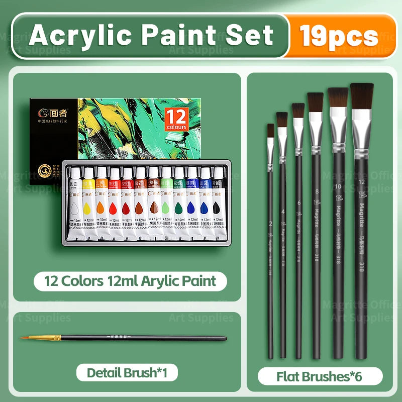 Professional Acrylic Paint Set — Multi-Surface Art Kit with Brushes