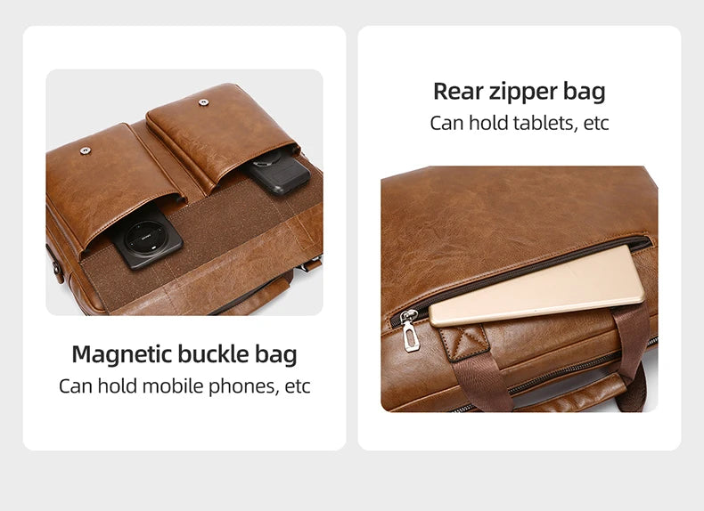weixier Men's Business Briefcase — PU Leather Laptop Messenger Bag