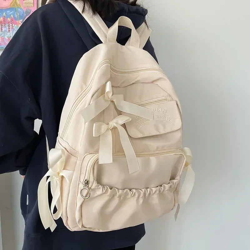 dawndesslo Aesthetic Canvas Backpack — Preppy Style School Bag for Women