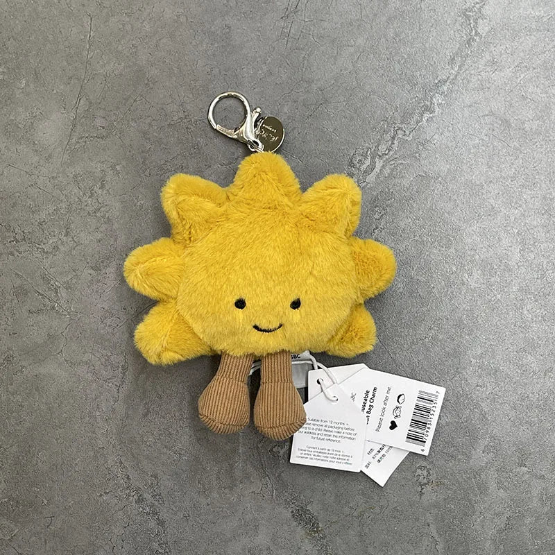Assorted Plush Keychain Charm — Cute Animal & Food Backpack Accessory