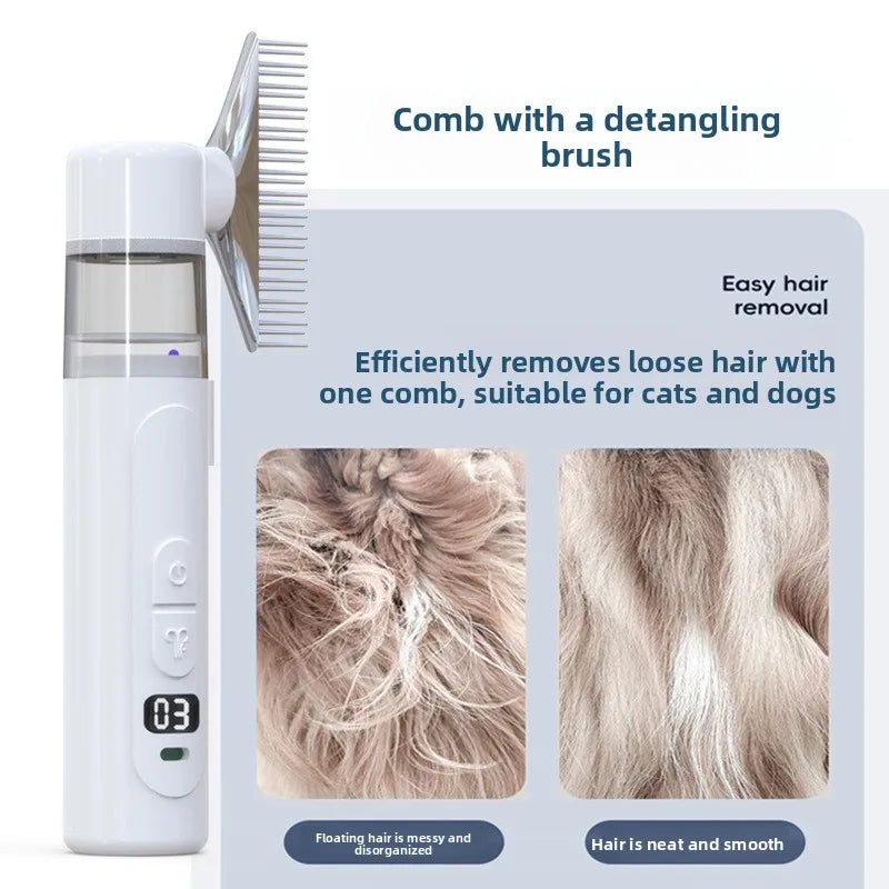2-in-1 Electric Pet Flea Comb — Suction Grooming & Detangling Tool