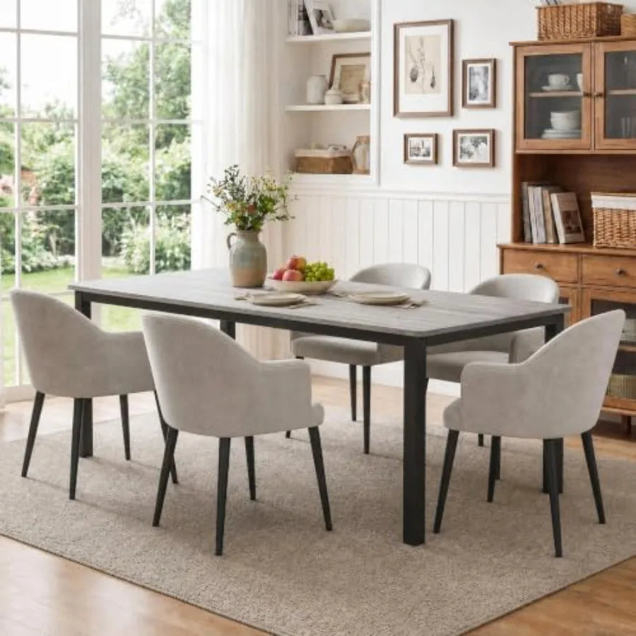 Industrial Dining Table — Modern Grey Wood Table
