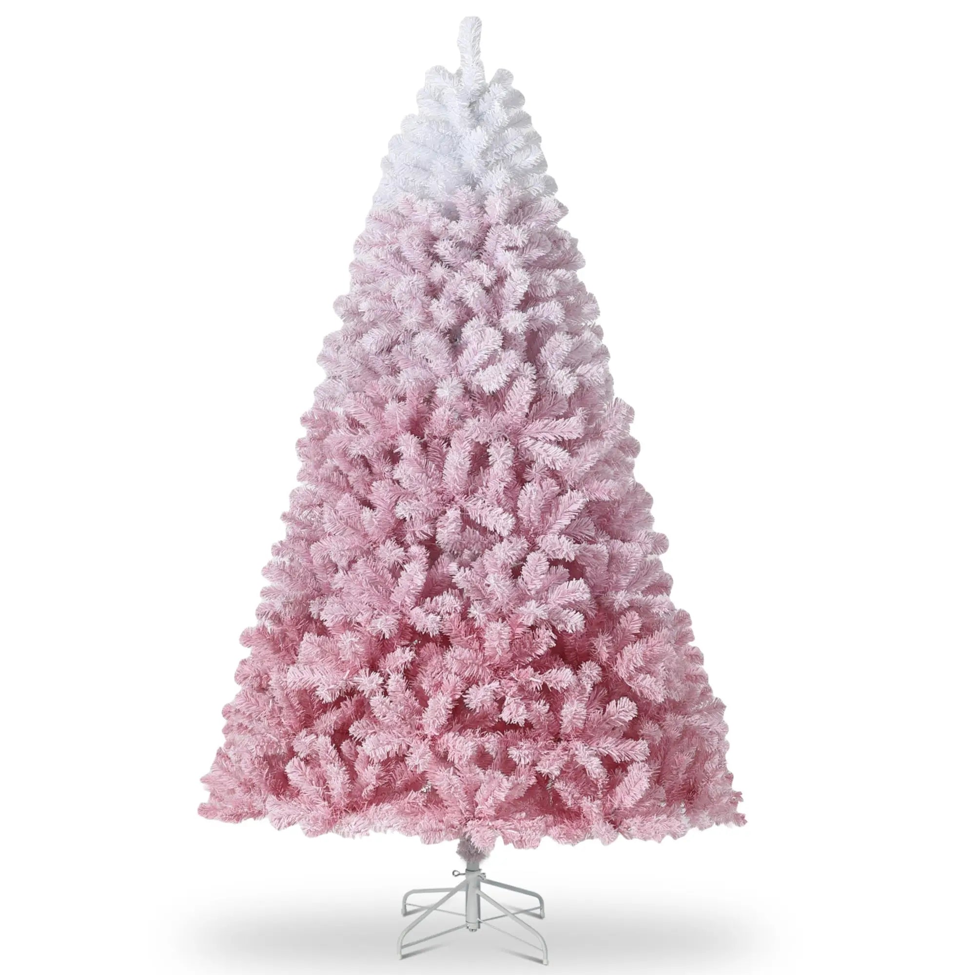 Pink Ombre Snow-Flocked Artificial Christmas Tree — Pre-Lit LED Holiday Decor