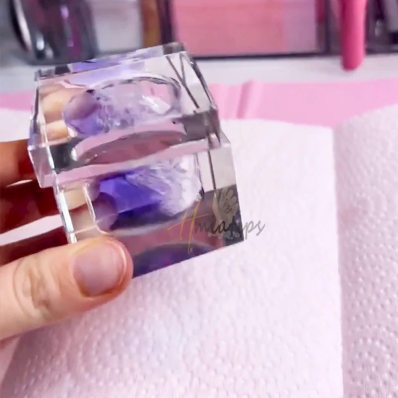 Glass Dappen Dish with Lid — Professional Nail Powder & Liquid Container