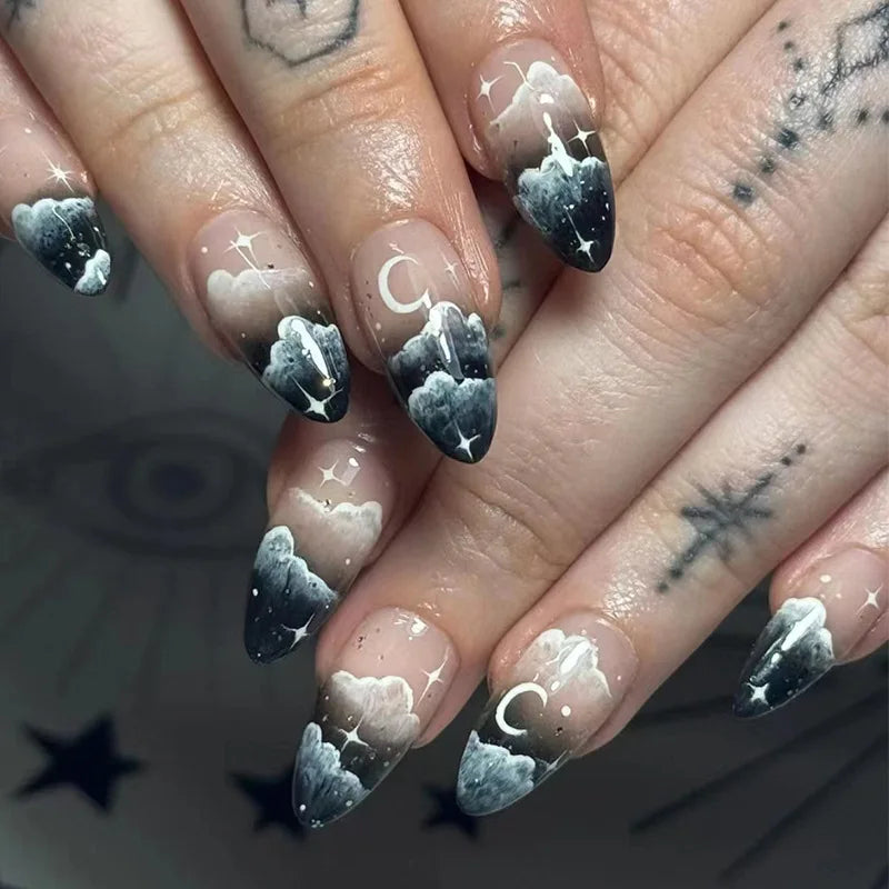 Halloween Almond Press On Nails — Spooky Blood Art False Nail Set