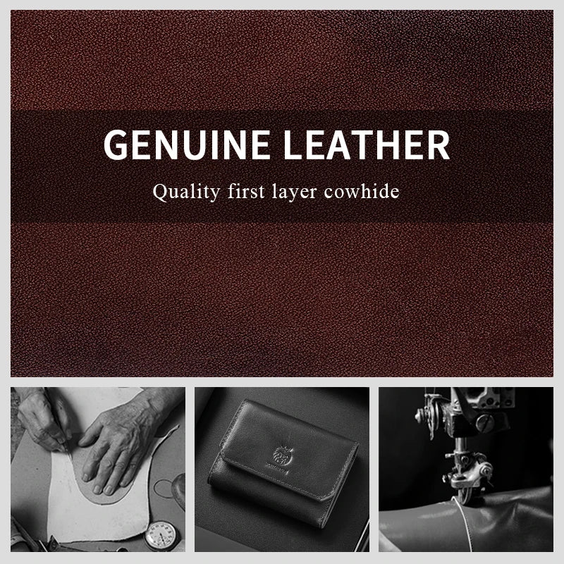 SCHLATUM Genuine Leather Men's Wallet — Minimalist Tri-Fold Design with RFID Protection