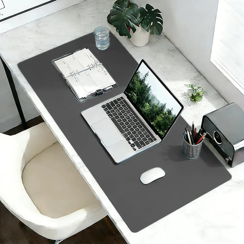 Large Brown Leather Desk Mat — Waterproof Workspace Protector
