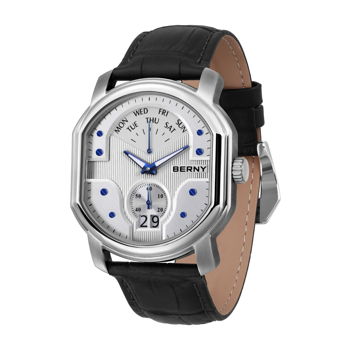BERNY Tonneau Classic Men's Watch — Luxury Quartz with Sapphire Crystal