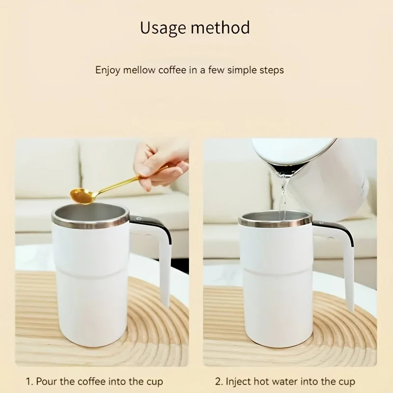 Automatic Stirring Coffee Cup — Temperature Display & Rechargeable Design