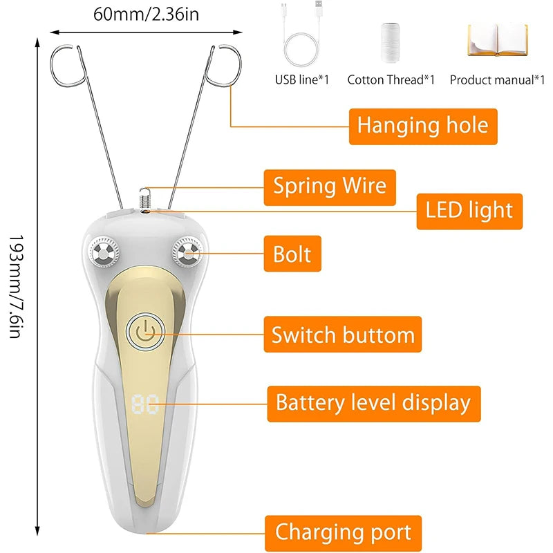 KEMOKO Electric Cotton Thread Epilator — Facial and Body Hair Remover