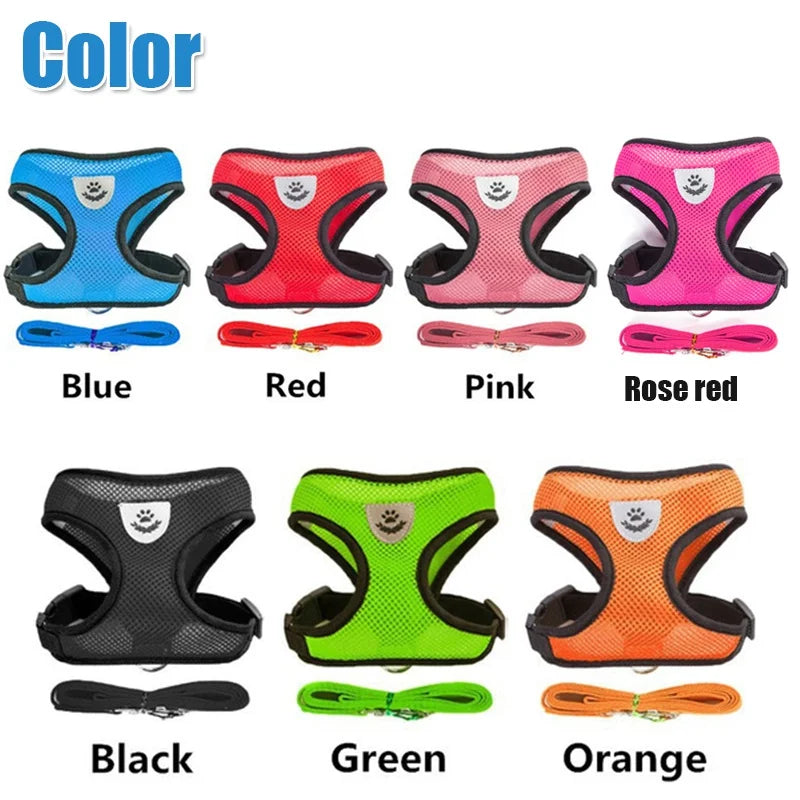 RPXBGUCKARHG Breathable Mesh Pet Harness and Leash Set — Reflective Walking Vest