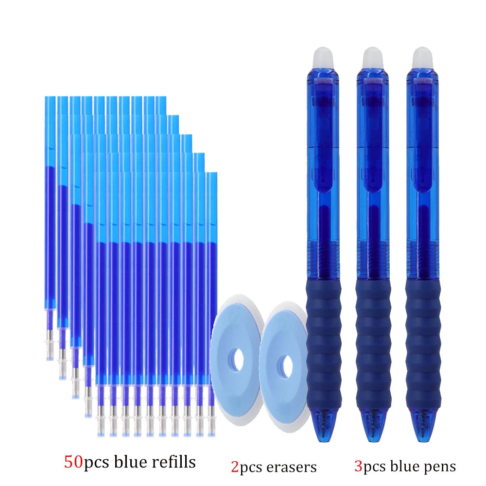 MROOFUL Erasable Gel Pen Set — Smooth Writing with 50 Ink Refills