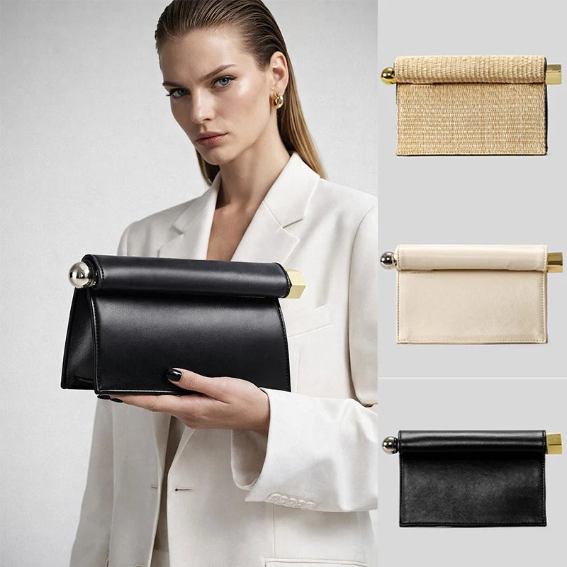 Elegant Sequined Clutch Bag — Stylish Evening Purse with Metal Handle