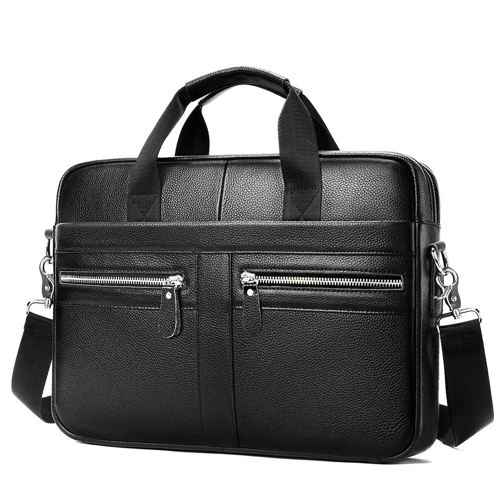Men's Top Grain Leather Briefcase — Professional Business Laptop Bag