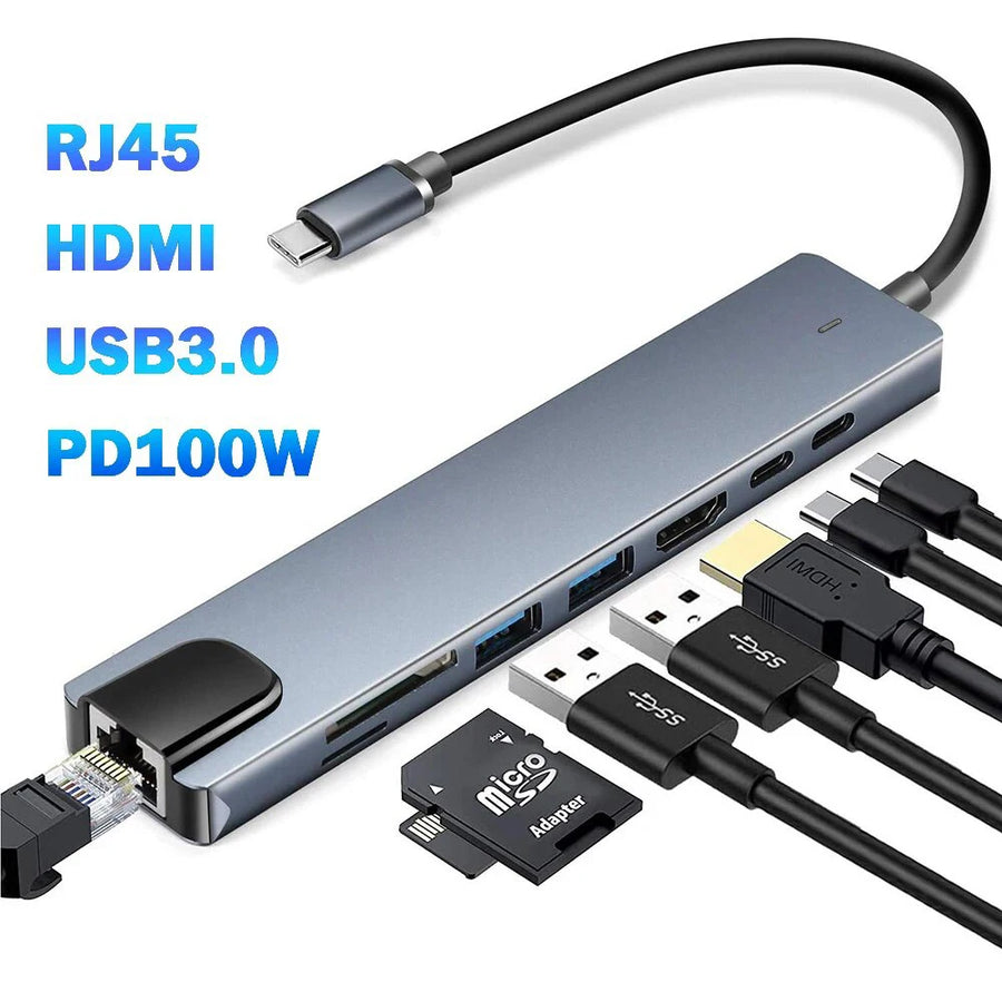 FEIWIMI 8-in-1 USB C Docking Station — Multi-Port Hub with 4K HDMI & PD Charging