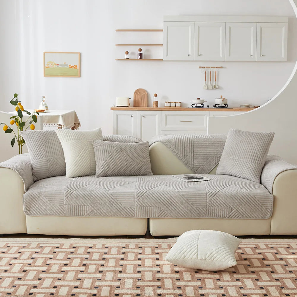 Crystal Velvet Sofa Cover — Non-Slip Furniture Protector for Pets and Kids