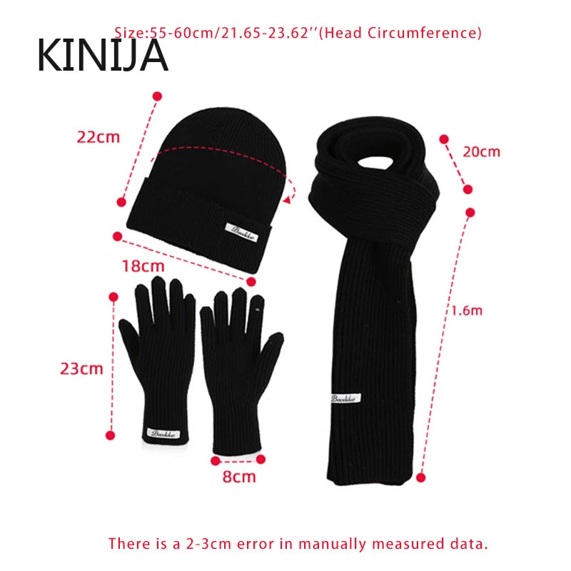 KINIJA Women's Knitted Winter Set — Warm Hat, Scarf, and Gloves Trio