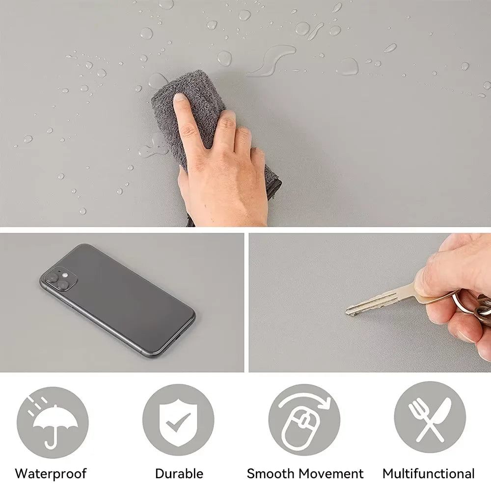 Hansong PU Leather Desk Mat — Waterproof Office & Gaming Mouse Pad