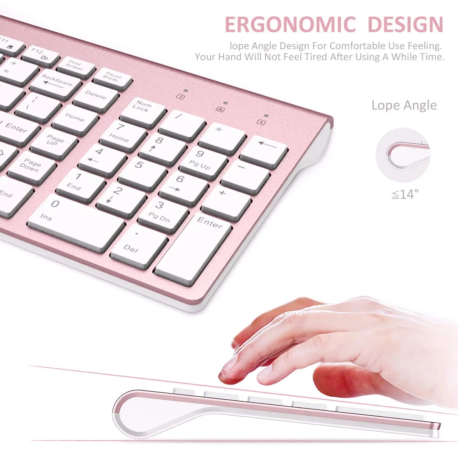 MOFii Ergonomic Wireless Keyboard and Mouse Combo — Silent 2.4G Desktop Set