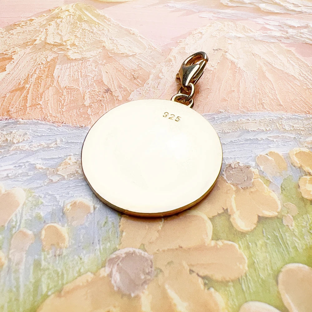 Thaddaeus Gold Plated Angel Disc Pendant — Vintage 925 Sterling Silver Charm