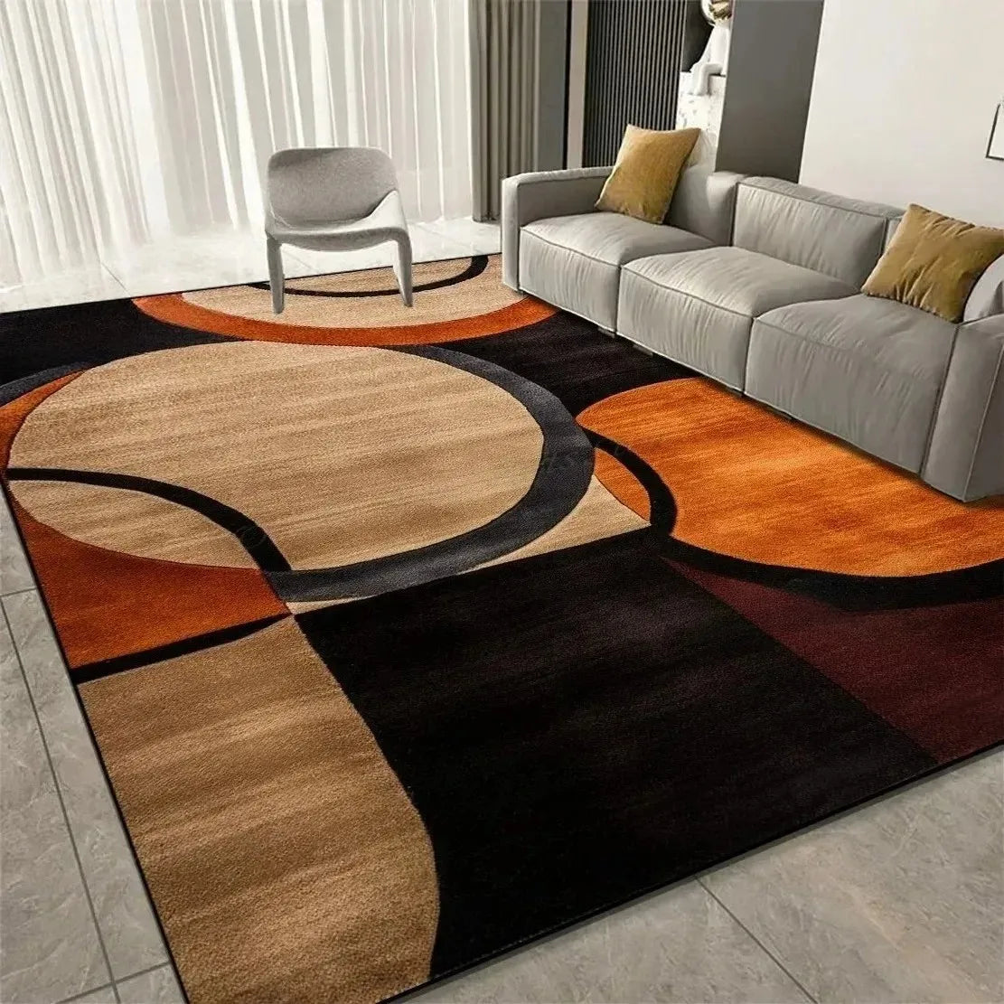 Modern Abstract Geometric Area Rug — Non-Slip Soft Flannel Carpet
