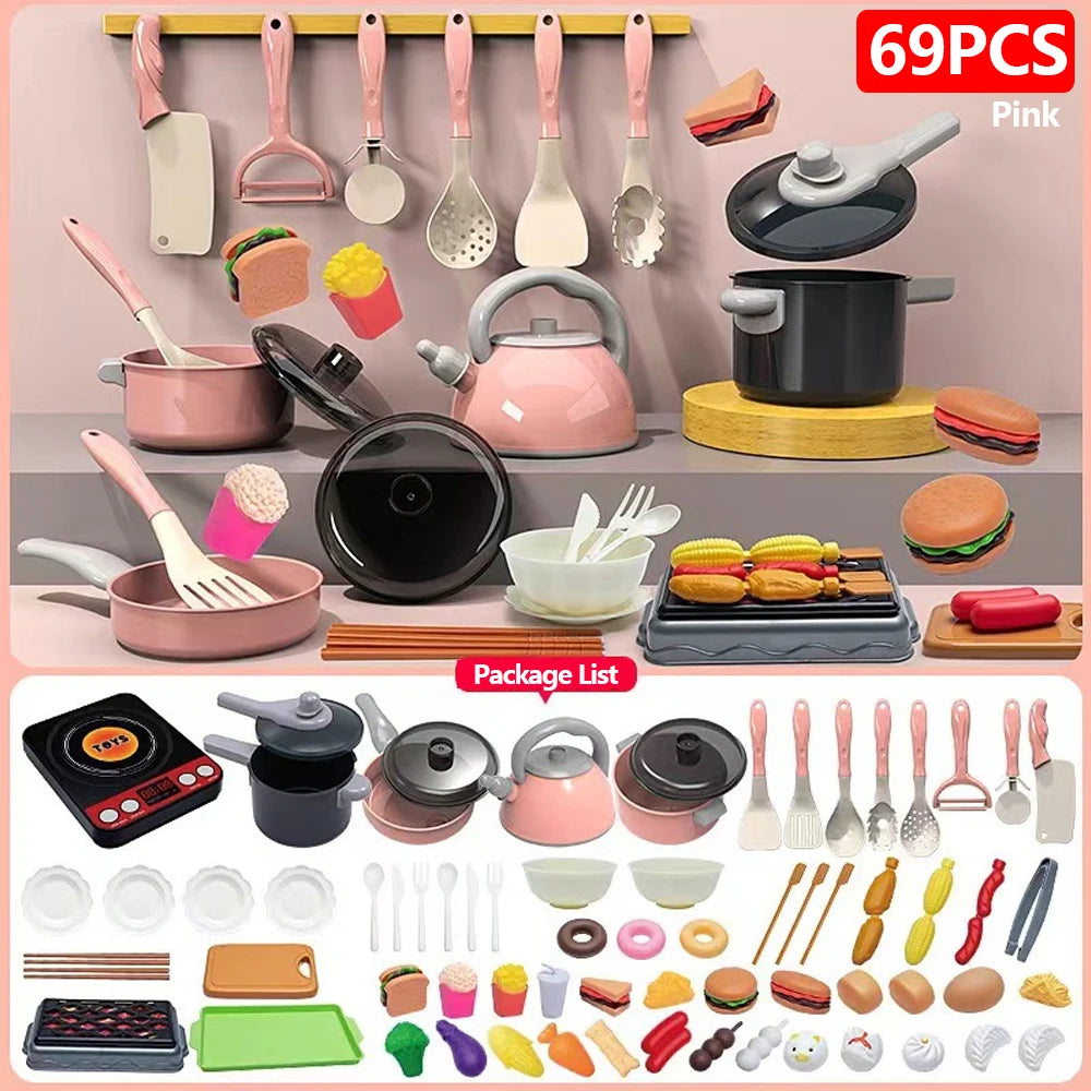 Chriyungel Kids Play Kitchen Set — Realistic Pretend Cooking Toy with Food