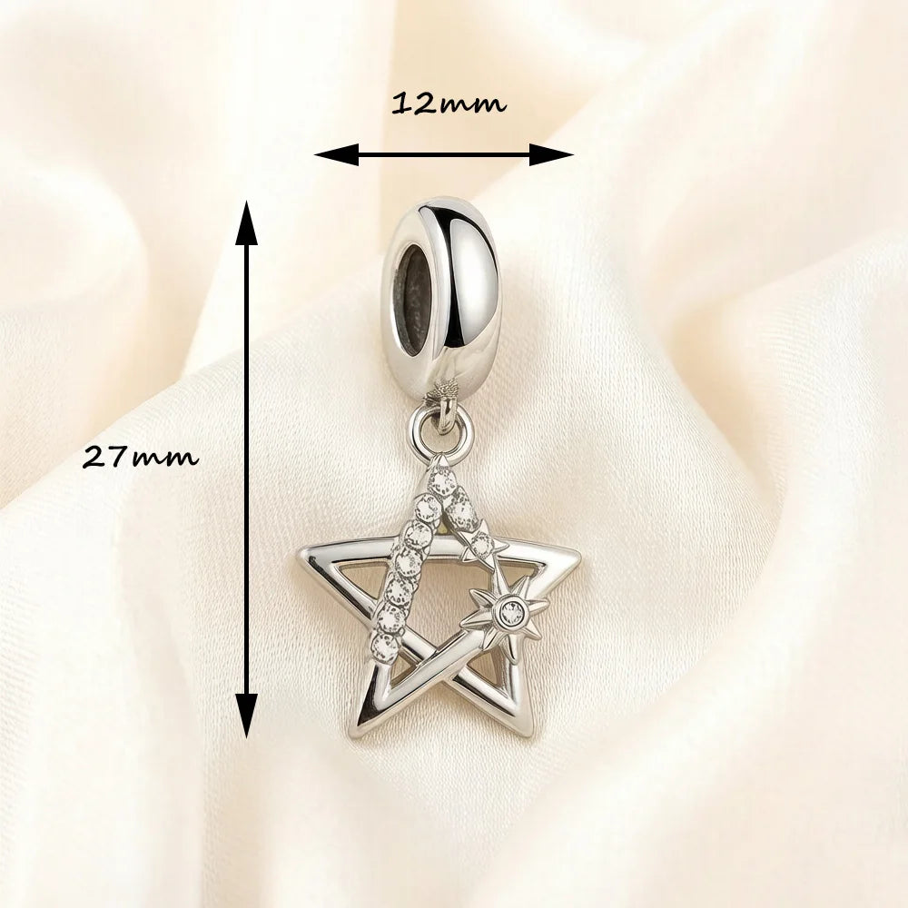 Thaddaeus Lucky Star Dangle Charm — Sterling Silver 925 Jewelry Pendant