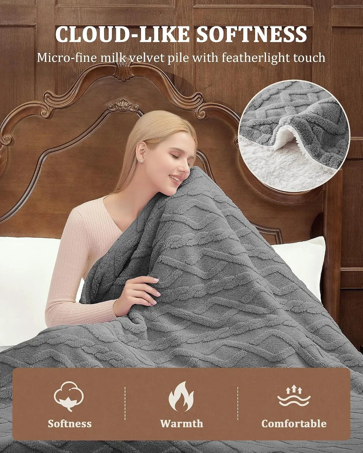 Garvee Electric Heated Blanket — Soft Double Sided Throw for Sofa and Bed