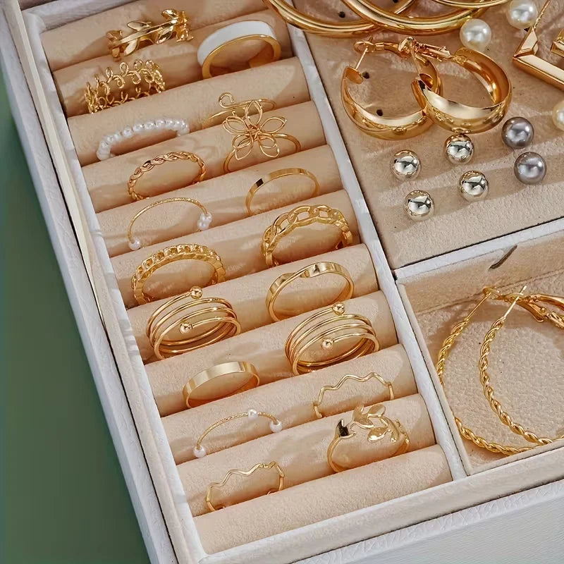 86 Piece Fashion Jewelry Set — Bohemian Pearl and Gold Plated Accessories