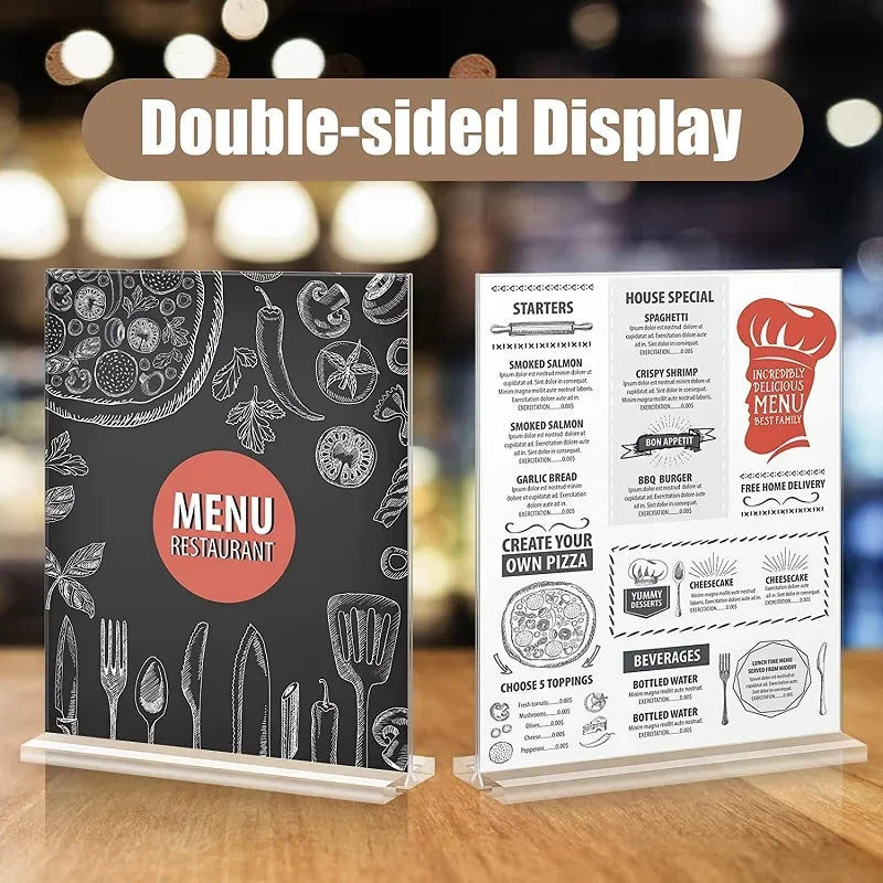 Acrylic Sign Holder — Double-Sided Desktop Display Stand for Posters