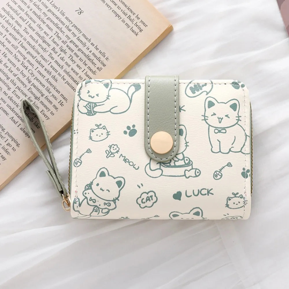 Cute Cat Coin Purse — Compact PU Leather Wallet for Women