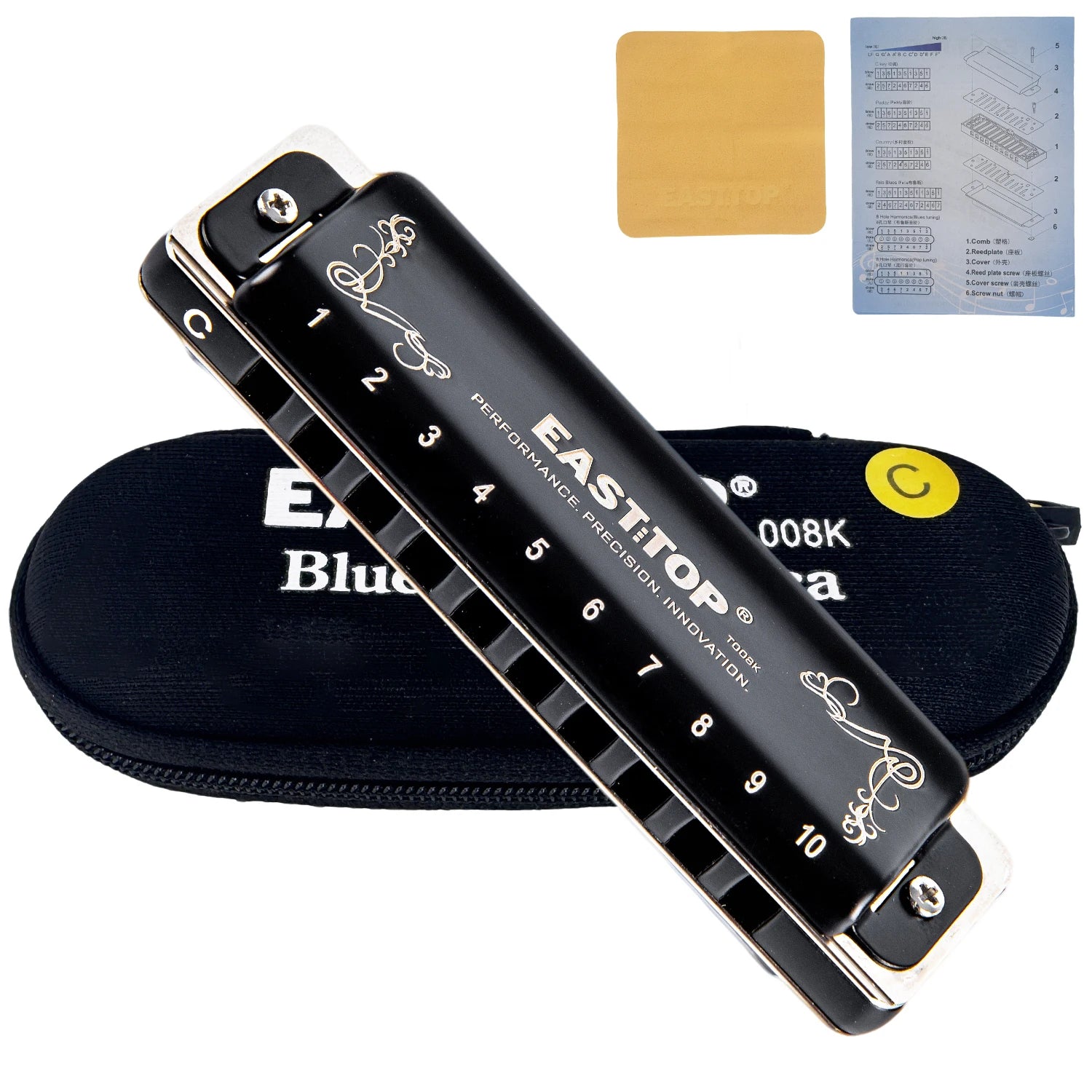 EAST TOP T008K 2.0 Diatonic Harmonica — Professional Blues Harp in Key of C