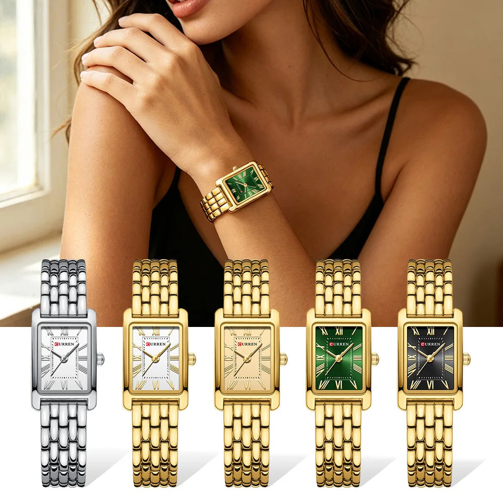 Curren Luxury Rectangle Women's Watch — Elegant Stainless Steel Bracelet
