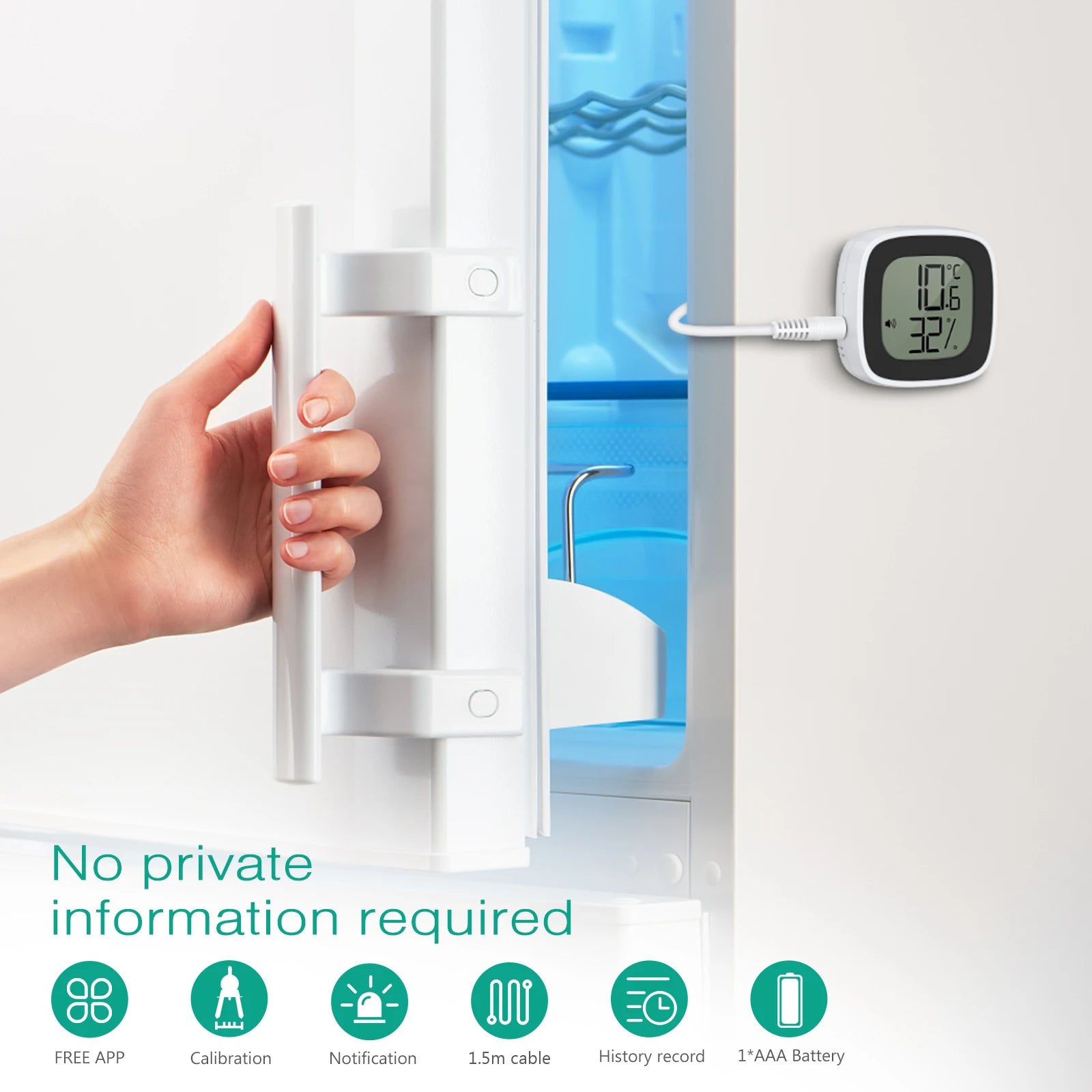 ORIA Bluetooth Freezer Thermometer — Smart Digital Hygrometer with Probe