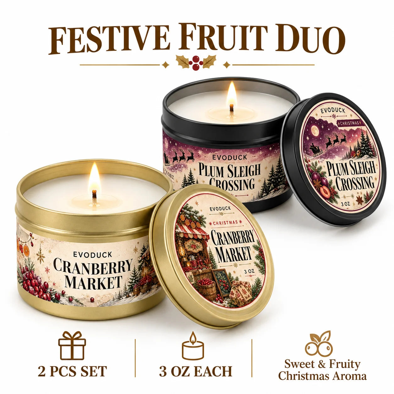 EVODUCK Cedar Amber Balsam Candle — Woodsy Pine Scented Holiday Gift