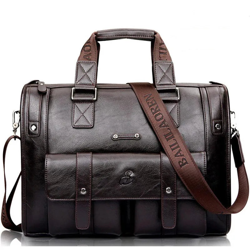 Men's Leather Business Briefcase — Large Capacity Laptop Messenger Bag