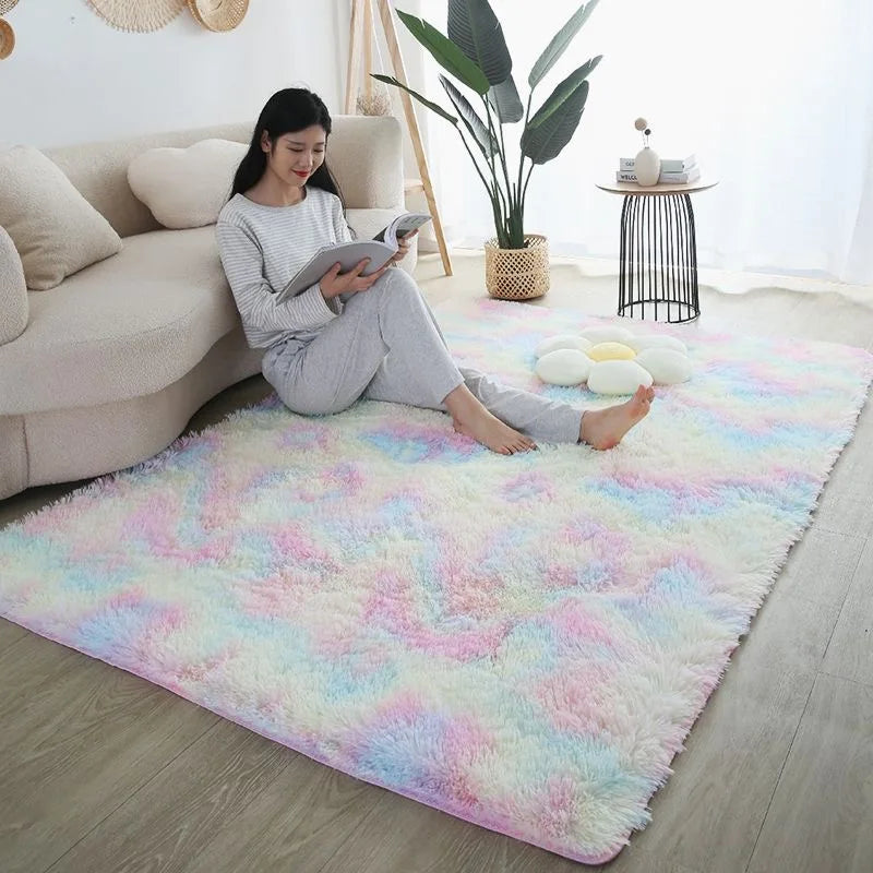 FORSWAN Rainbow Kids Area Rug — Soft Colorful Bedroom Floor Mat