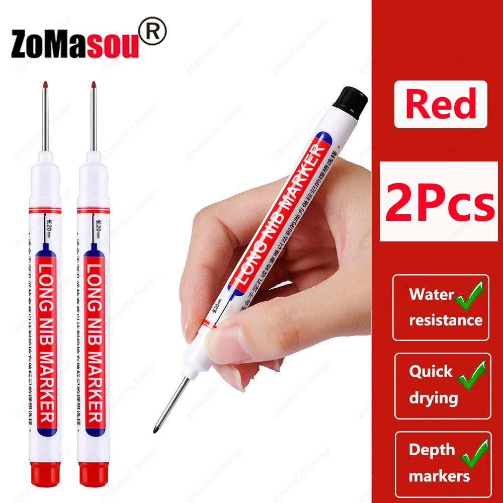 Deep Hole Marker Pen — Waterproof Long Head Woodworking Tool