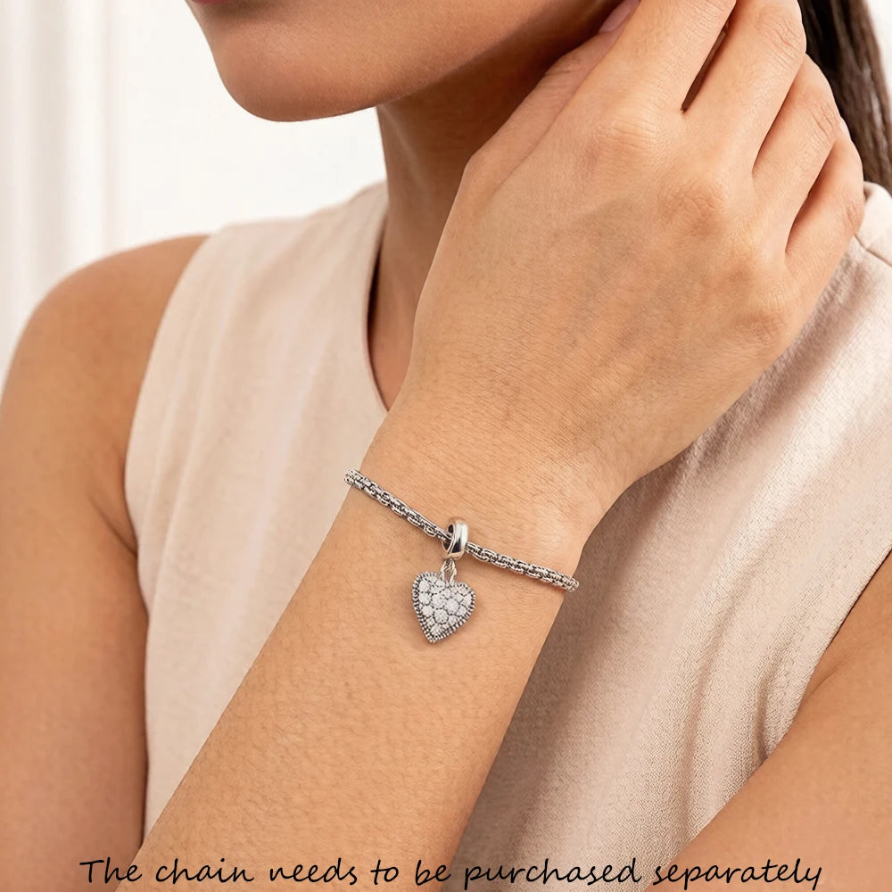 Thaddaeus Vintage Heart Pendant — 925 Sterling Silver Zircon Charm