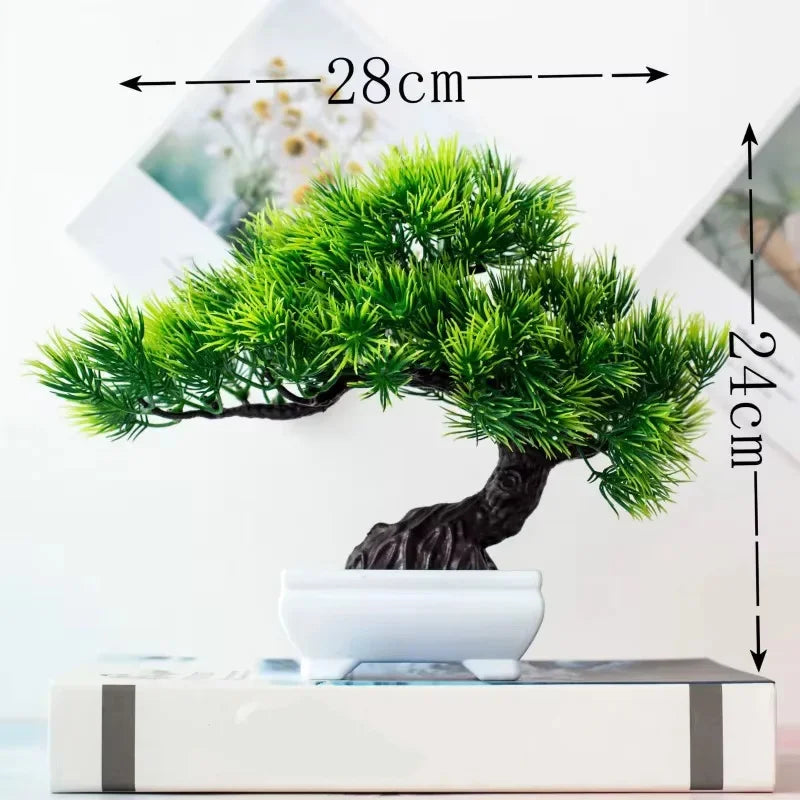 merylover Artificial Bonsai Tree — Potted Green Plant Decor for Home and Office