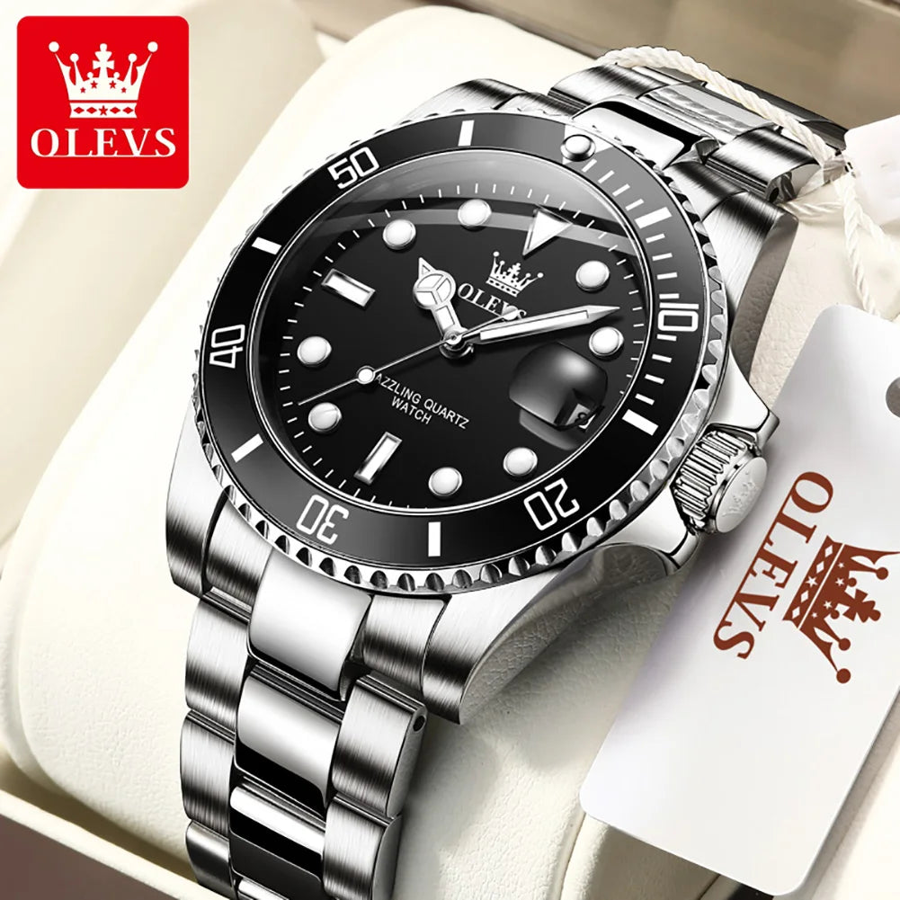OLEVS Men's Luxury Quartz Watch — Stainless Steel Design with Auto Date