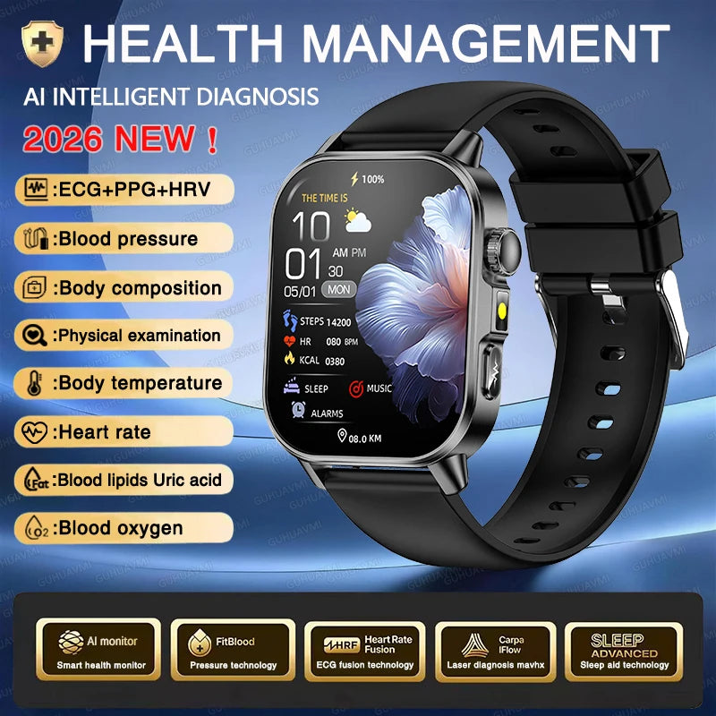GUHUAVMI ECG Smart Watch — Advanced Health Monitoring & Bluetooth Call